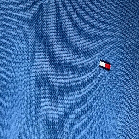 Tommy Hilfiger Men's L Crewneck Pullover Sweater Blue Classic Flag Logo Cotton - Picture 3 of 6